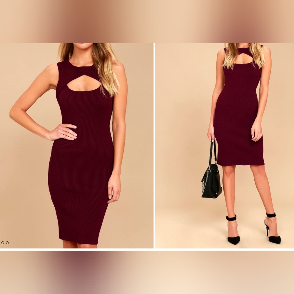 Lulus Burgundy Sleeveless Bodycon Dress Size M NWT